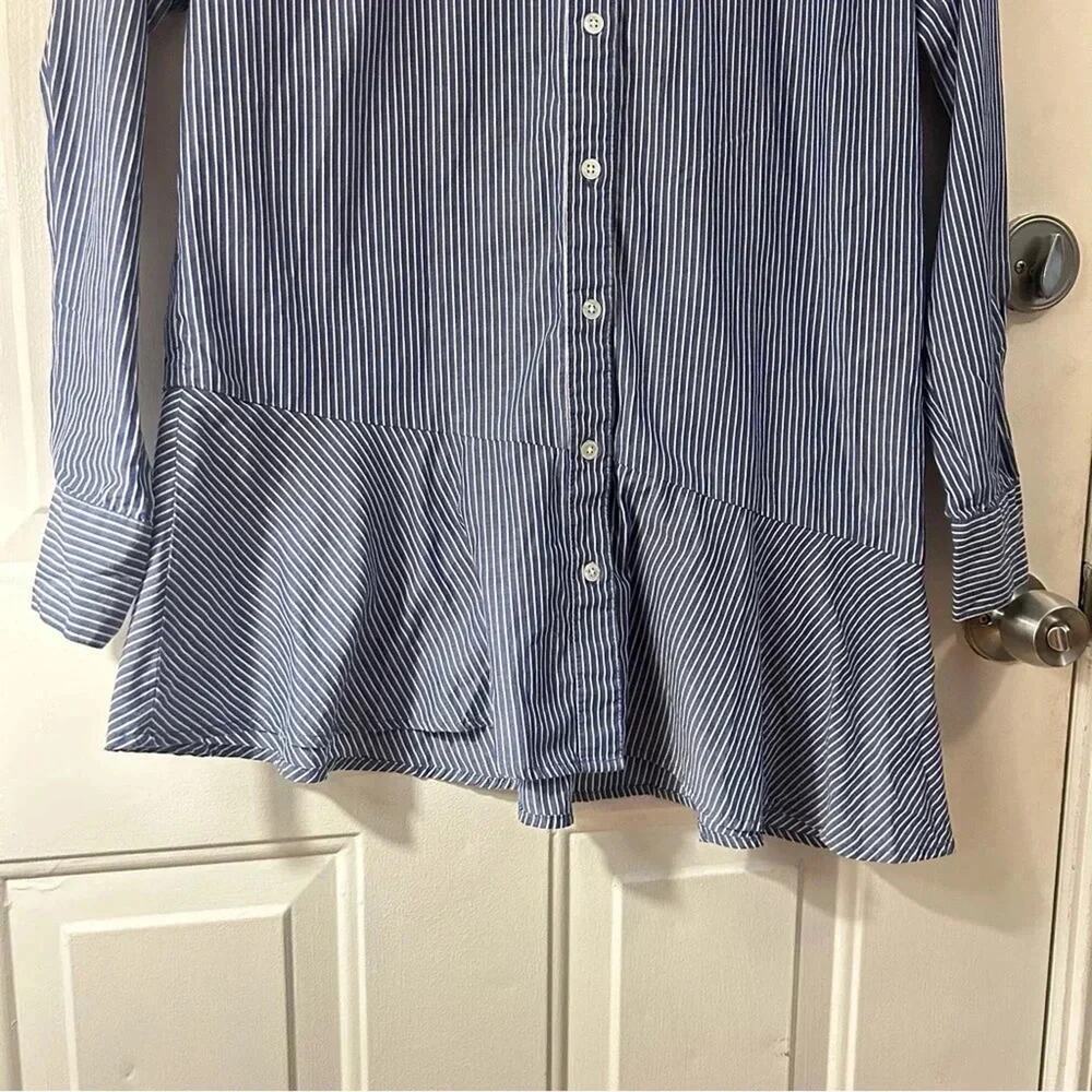 Veronica Beard • Gilda Assymetrical Button Down Hem Tunic Blouse - Picture 5 of 11